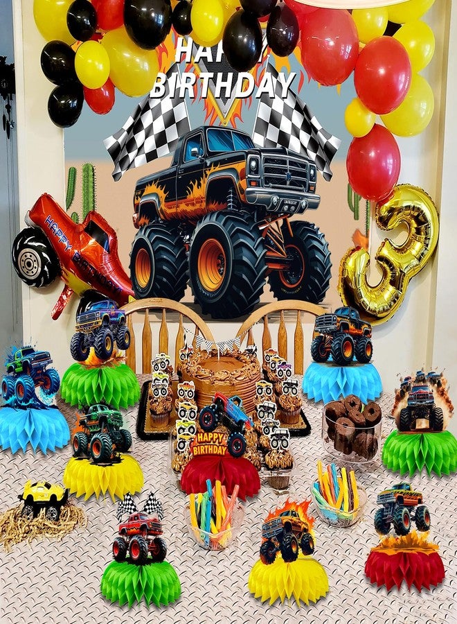 BQK 9 Pcs Monster Truck Centerpieces Monster Truck Birthday Decorations Monster Truck Table Decorations Monster Truck Party Supplies - Image 2